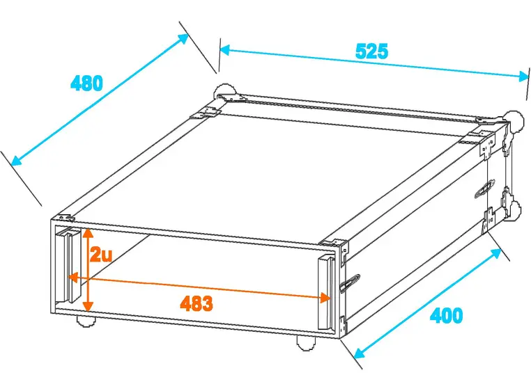 Effect rack CO DD, D:36cm, 2U, svart 